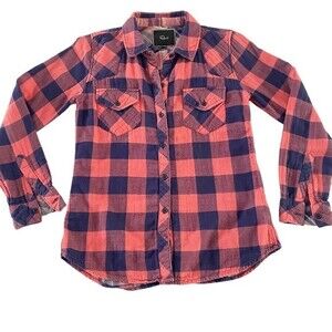 Rails Pink and Purple Plaid Flannel Button Up Collared Shirt Top XS
